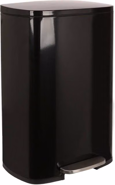Harbour Housewares Square Stainless Steel Kitchen Pedal Bin with Soft Close and Removable Inner Bucket in Black – 1