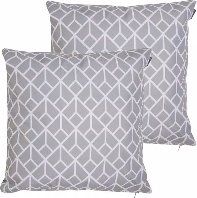 Icon Set of 2 Waterproof Indoor and Outdoor Square Cushions in Slate Grey, W/D/H: 43 x 43 x 43 cm