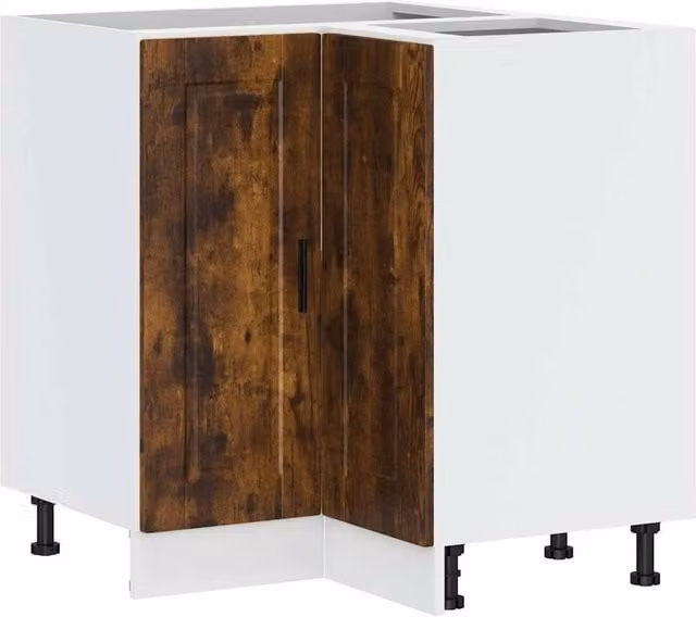 Berkfield Home Porto Smoked Oak Kitchen Corner Base Cabinet in Brown – 1