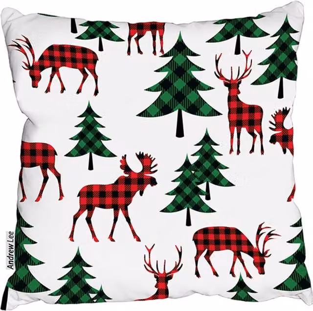 Benjamin Tate Design LTD Buffalo Plaid Woodland Stylish Square Cushion, Red, W: 60 cm x H: 60 cm