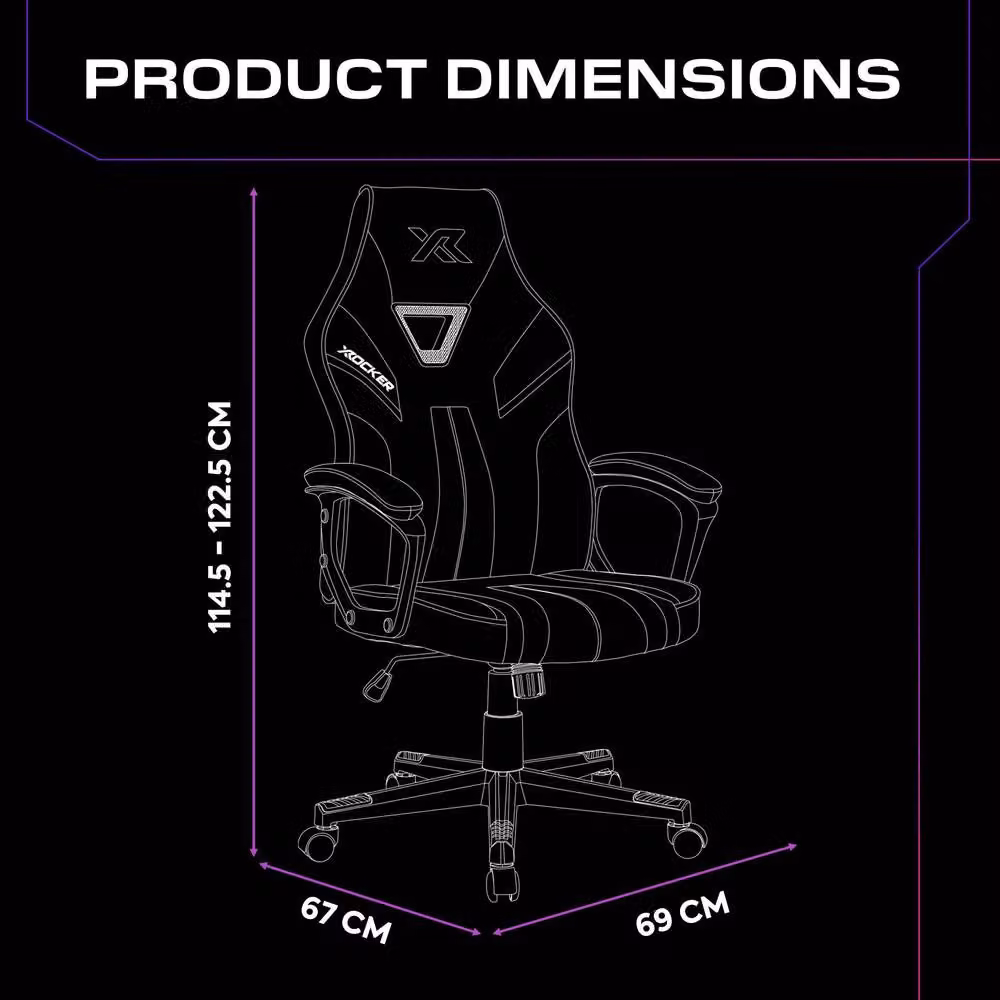 X Rocker Tempest Ergonomic Gaming Chair in Purple with Extra Wide Seat and Synthetic Leather Finish – 2