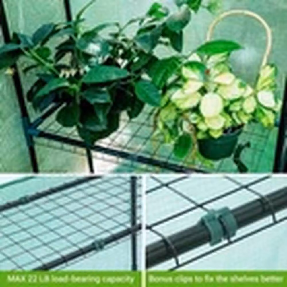 EONLION X-Large Walk In PE Plastic Garden Greenhouse with 8 Grow Shelves in Green and White, W/D/H: 248.9 x 231.14 x 152.4 cm – 3