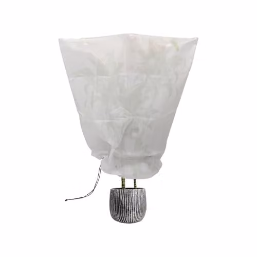 Harbour Housewares White Plant Fleece Frost Protection Cover with Drawstring, W: 80 cm, L: 100 cm
