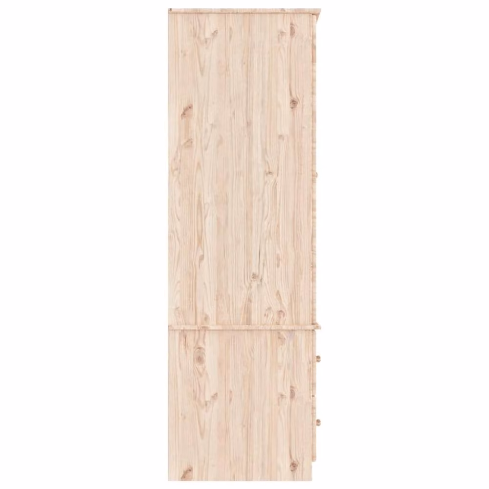 Berkfield Home ALTA Wardrobe in Light Tan Solid Pine with Hinged Doors and Internal Drawers, W/D/H: 90 x 55 x 170 cm – 3
