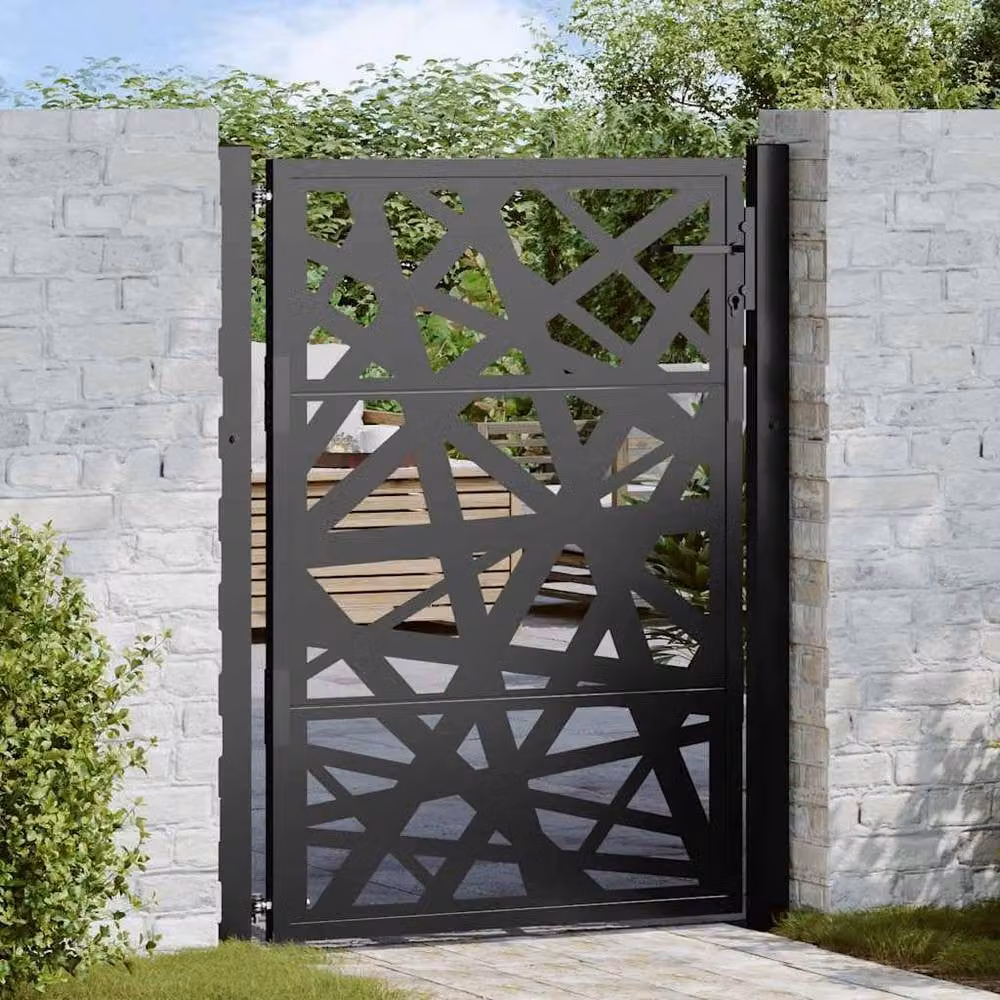Berkfield Home Beautiful Garden Gate in Black Steel, W: 105 cm, H: 130 cm – 2