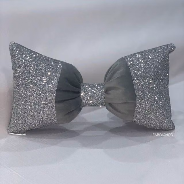 FABRICNCO Grey Plush Velvet Glamour Cushion