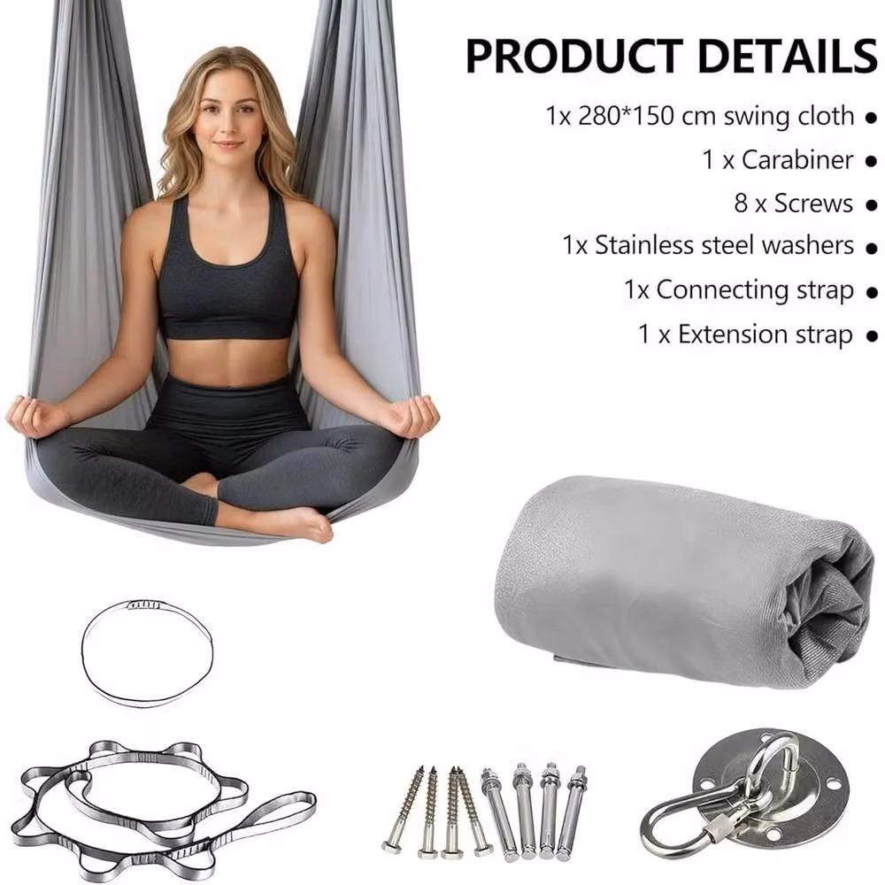 FLAVORA grey Portable Aerial Yoga Hammock – 2