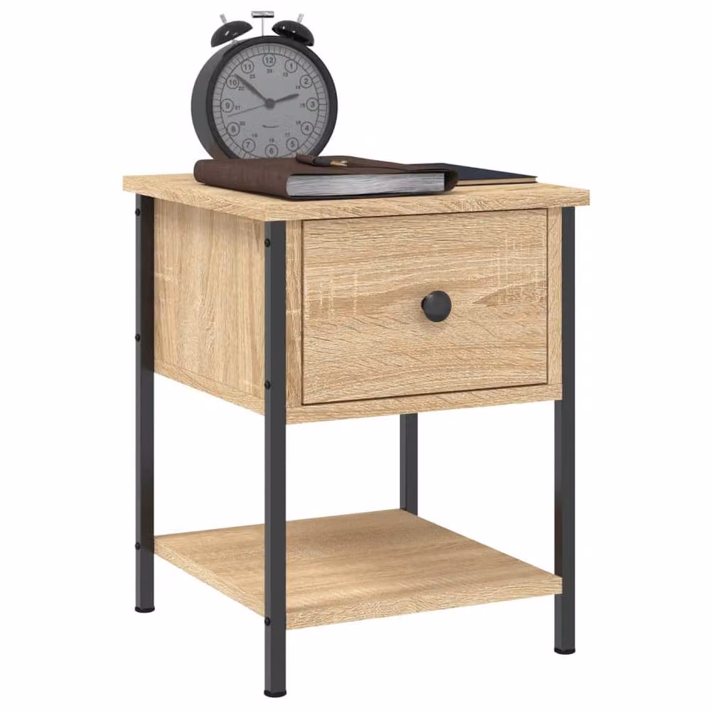 Berkfield Home Sonoma Oak Bedside Table in Brown, W: 34 cm, D: 35.5 cm, H: 45 cm – 3