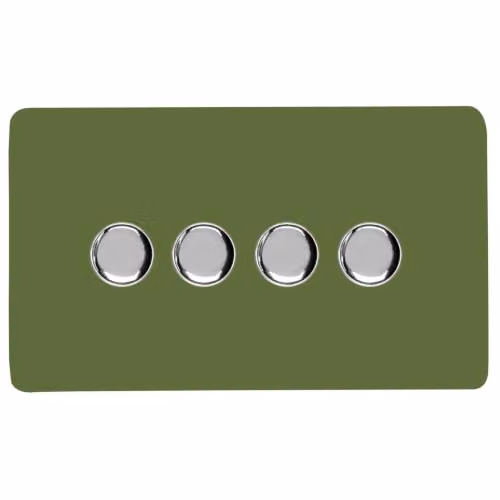 Trendi Switch 4 Gang 1 or 2 Way 150w Rotary LED Dimmer Light Switch in Moss Green – 1