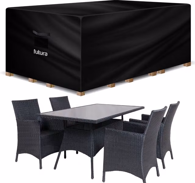 Futura Rectangular Garden Outdoor Furniture Cover, Black, 125 cm