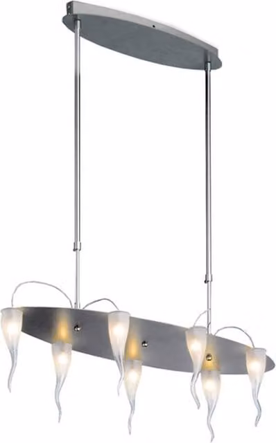Netlighting 7 Light Straight Bar Pendant Ceiling Light in Grey and Satin Nickel