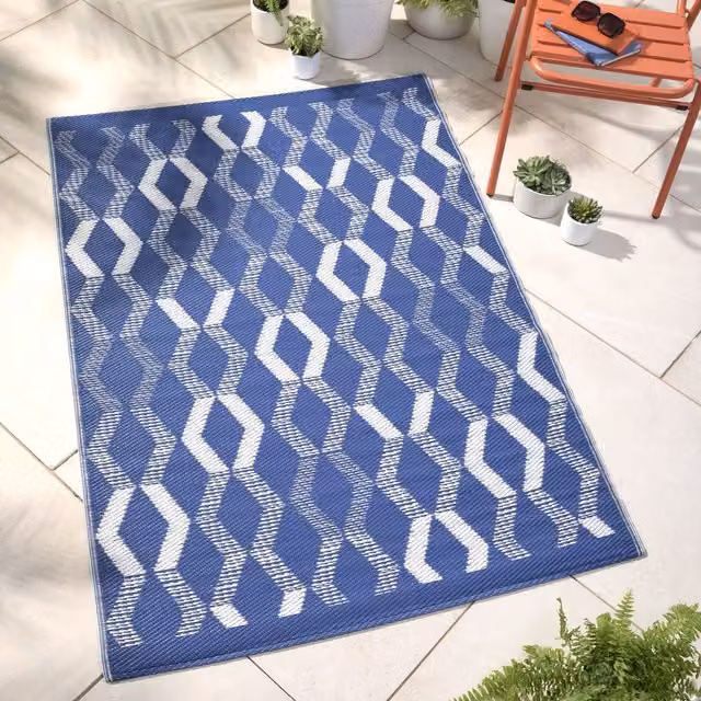 Fusion Rico Geometric Outdoor Rug in Blue, W/D: 170 x 120 cm – 3