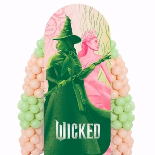 Star Cutouts Wicked Glinda & Elphaba Logo Lifesize Cardboard Backdrop, Height: 185 cm, Green – 1