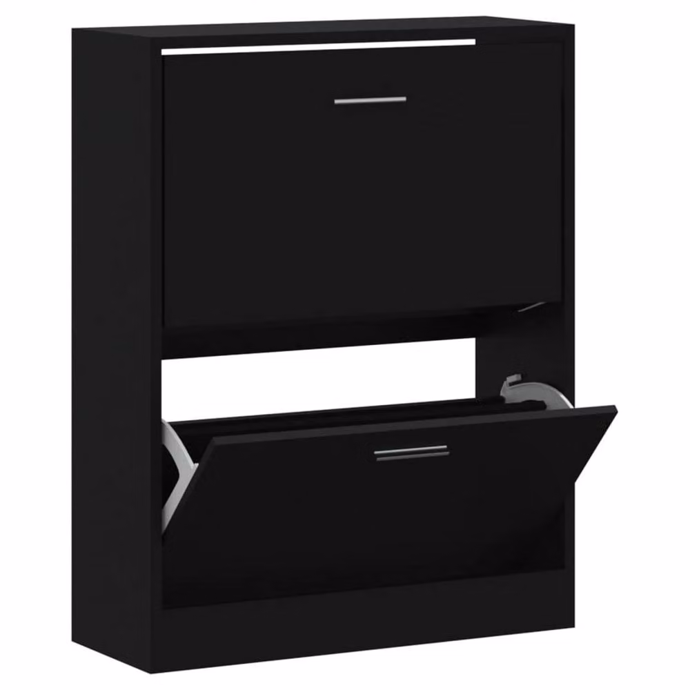 Berkfield Home Black Modern Shoe Cabinet with Integrated Lighting, W/D/H: 63 x 24 x 81 cm – 3