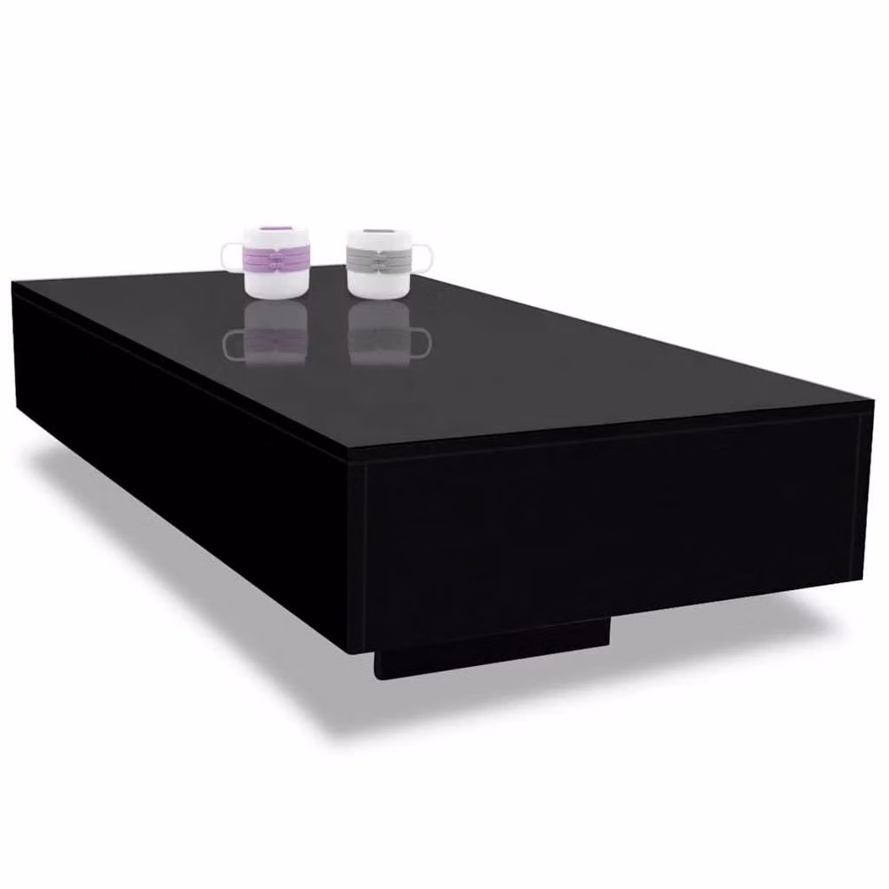 Berkfield Home Modern Rectangular Coffee Table in High Gloss Black – 4