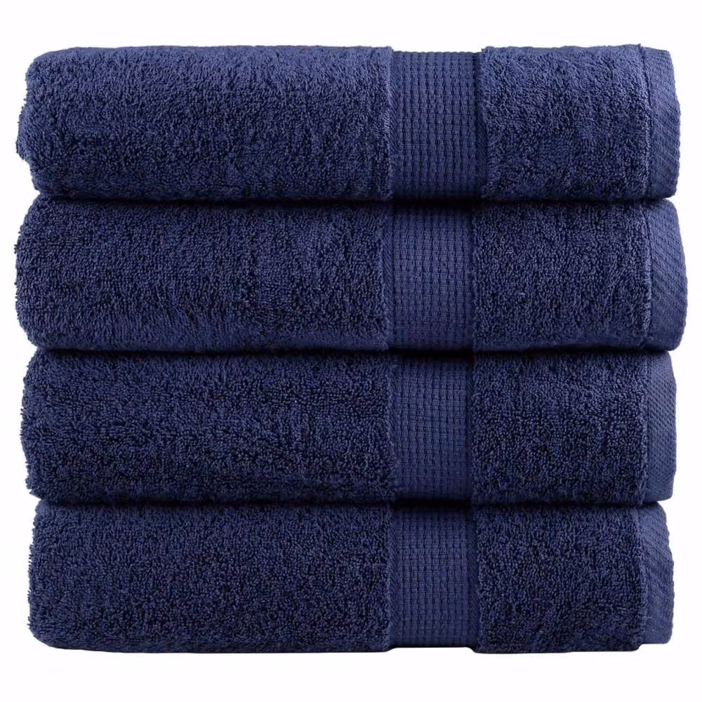 Berkfield Home SOLUND Premium Cotton Terry Shower Towels, 4 Pack, Navy Blue, W: 70 cm, L: 140 cm, 600gsm – 2