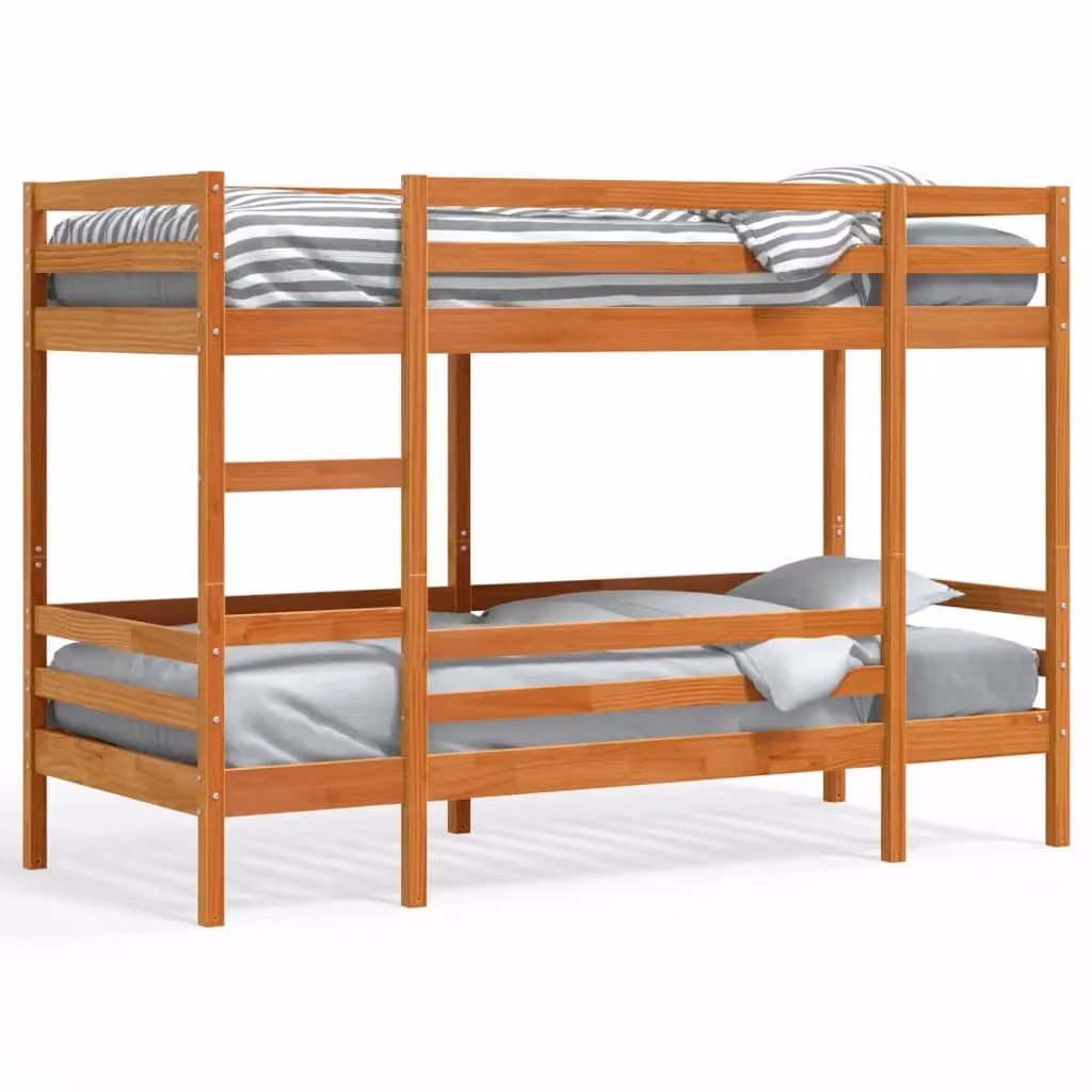 Berkfield Home Single Solid Wood Pine Bunk Bed in Wax Brown, W/D/H: 90 x 190 cm – 2