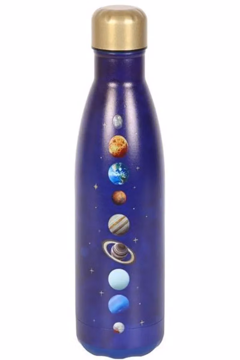 KDMD Solar System Metal Water Bottle, Blue and Gold, 500 ml – 2
