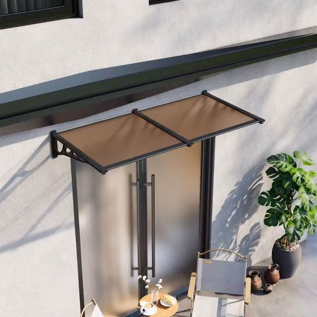 Livingandhome Overdoor Awning Rain Canopy in Brown, Width: 190 cm