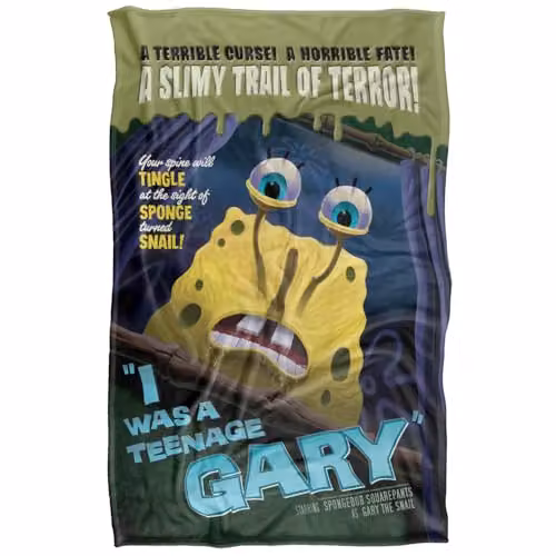LOGOVISION Spongebob Teenage Gary Super Soft Fleece Throw Blanket, Multicolour, W: 91 cm, D: 147 cm