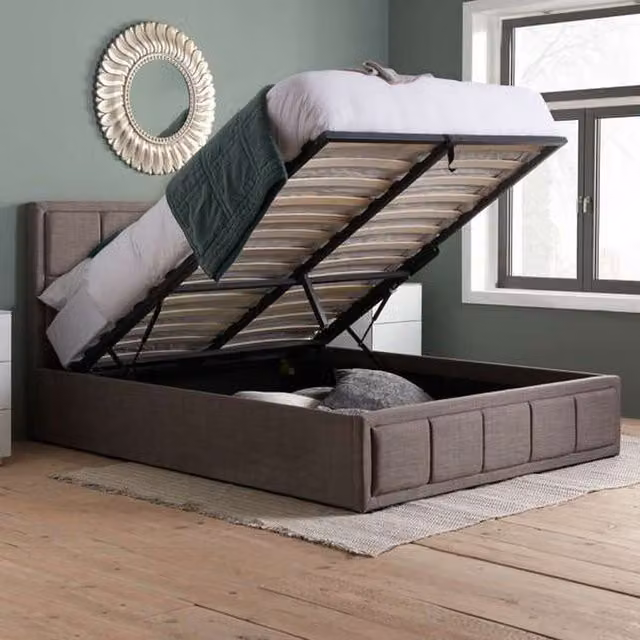 Birlea Hannover Ottoman Bed in Grey Velvet, W/D/H: 180 x 200 cm