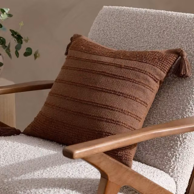 Riva Home Brown Plain Square Polyester Filled Cushion, W/D/H: 45 x 45 x 45 cm