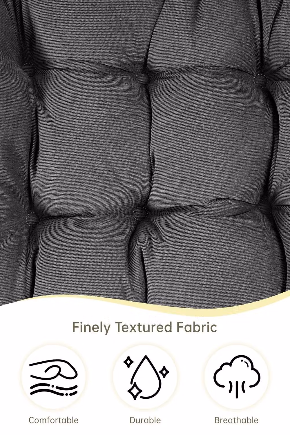 Living and Home Comfort Padded Corduroy Chair Cushion in Grey, W/D: 55 x 55 cm – 3