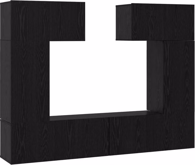 Berkfield Home 6 Piece Modern TV Cabinet Set in Black Oak, W/D/H: 80 x 30 x 30 cm – 1