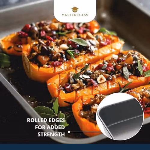 MasterClass Non-Stick Rectangular Roasting Pan, Grey, W: 34 cm, D: 26 cm, H: 7 cm – 5