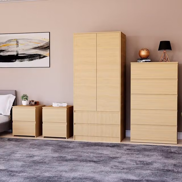Vida Designs Denver 4 Piece Bedroom Set in Brown