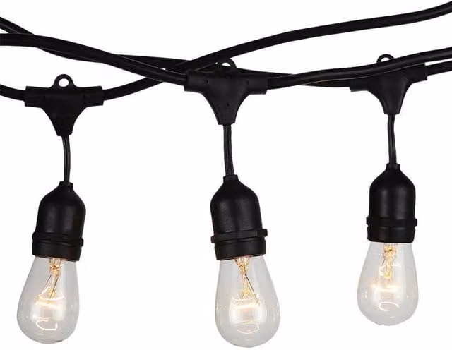 V-TAC Connectable Vintage LED String Light with Warm White Glass Drops, Black – 1