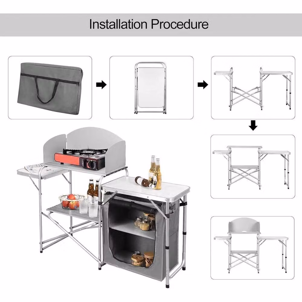 SPETLEK Silver Folding Camping Kitchen Cupboard Table – 3