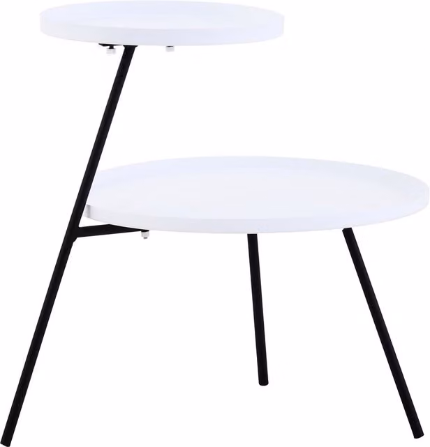 Interiors by Premier Trosa Two Tier Round Side Table in White and Black Metal