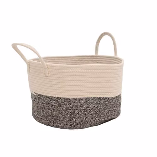 Libbi Lou Multicolour Large Cotton Rope Laundry Basket with Handles, Collapsible Storage Bin, H 40 cm x W 40 cm x D 25 cm – 1