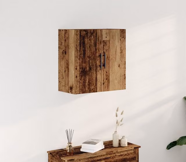 Berkfield Home Wall-Mounted Rustic Cabinet in Brown, W: 60 cm, D: 31.5 cm, H: 60 cm – 1