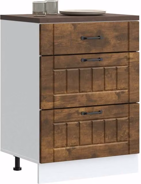 Berkfield Home Lucca Kitchen Base Cabinet in Smoked Oak Brown – 1