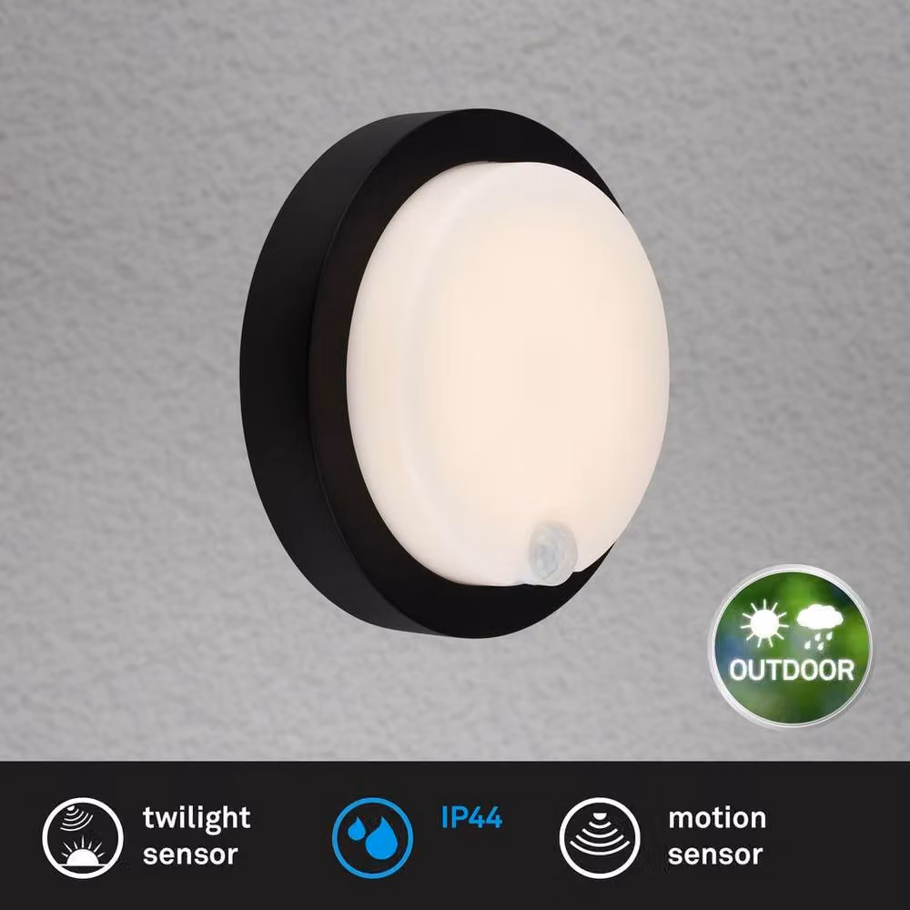 Briloner Black LED Outdoor Wall Light with Motion and Dusk Sensor, Rechargeable Battery, Warm White, D/H: 55 x 17 cm – 2