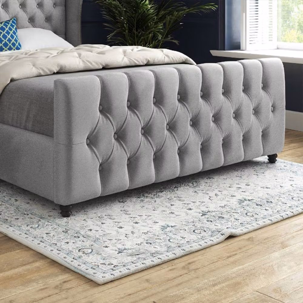 Casani Horning Grey Velvet Upholstered Designer Bed Frame, W/D/H: 137 x 120 x 200 cm – 5