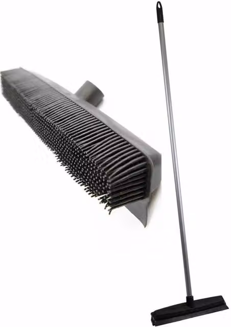 Nordara Heavy Duty Black Rubber Broom Pet Hair Remover with 1.2m Handle