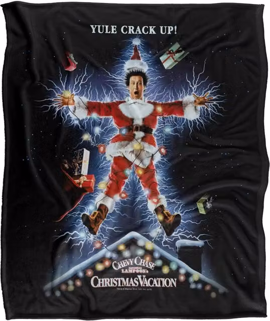Warner Bros. Christmas Vacation Movie Poster Super Soft Fluffy Polyester Throw Blanket, Multicolour, Extra Large