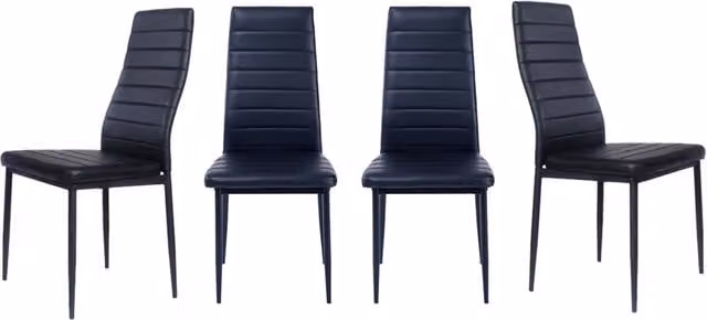 Livingandhome Set of 4 Black Faux Leather Armless High Back Dining Chairs