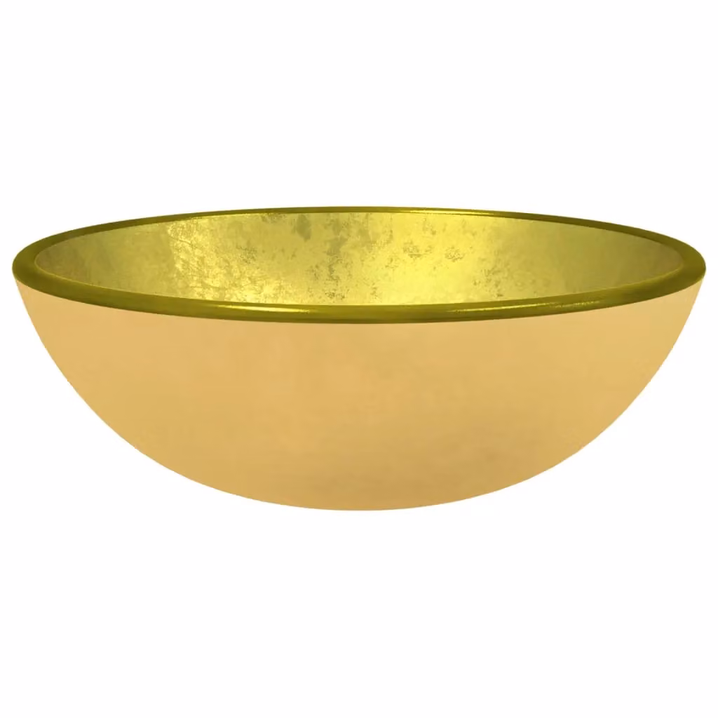 Berkfield Home Gold Tempered Glass Basin W: 35 cm, D: 12 cm, H: 12 cm – 2