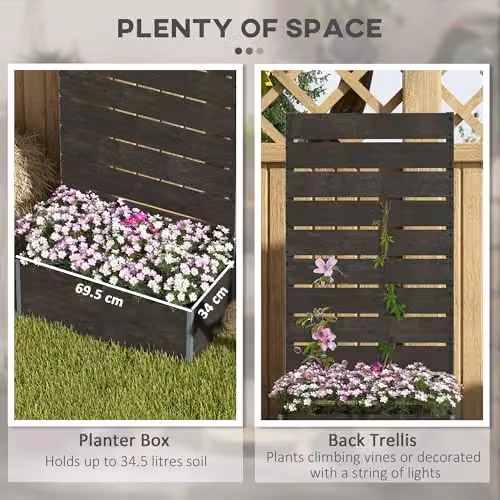 Outsunny Black Garden Planter with Trellis, WPC and Aluminium, W/D/H: 72 x 38 x 150 cm – 3