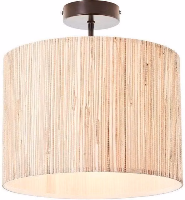 Netlighting Longshore Single Semi Flush Ceiling Lamp in Natural Seagrass and Matt Black