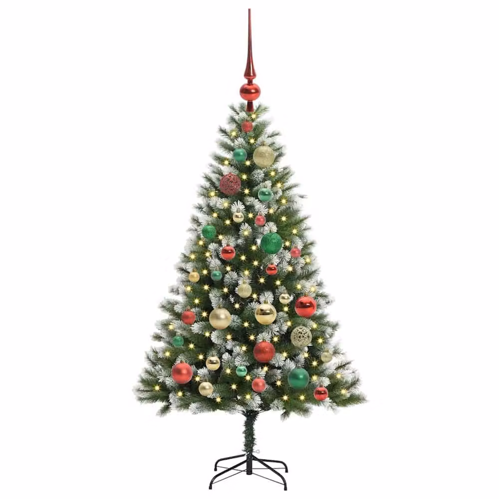 Berkfield Home Artificial Hinged Christmas Tree with Flocked Snow, Green, Height: 120 cm – 3