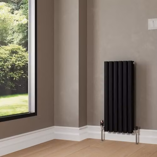 UK Radiators Omeara Black Elliptical Tube Horizontal Designer Radiator, H: 80 cm, W: 34.8 cm – 3