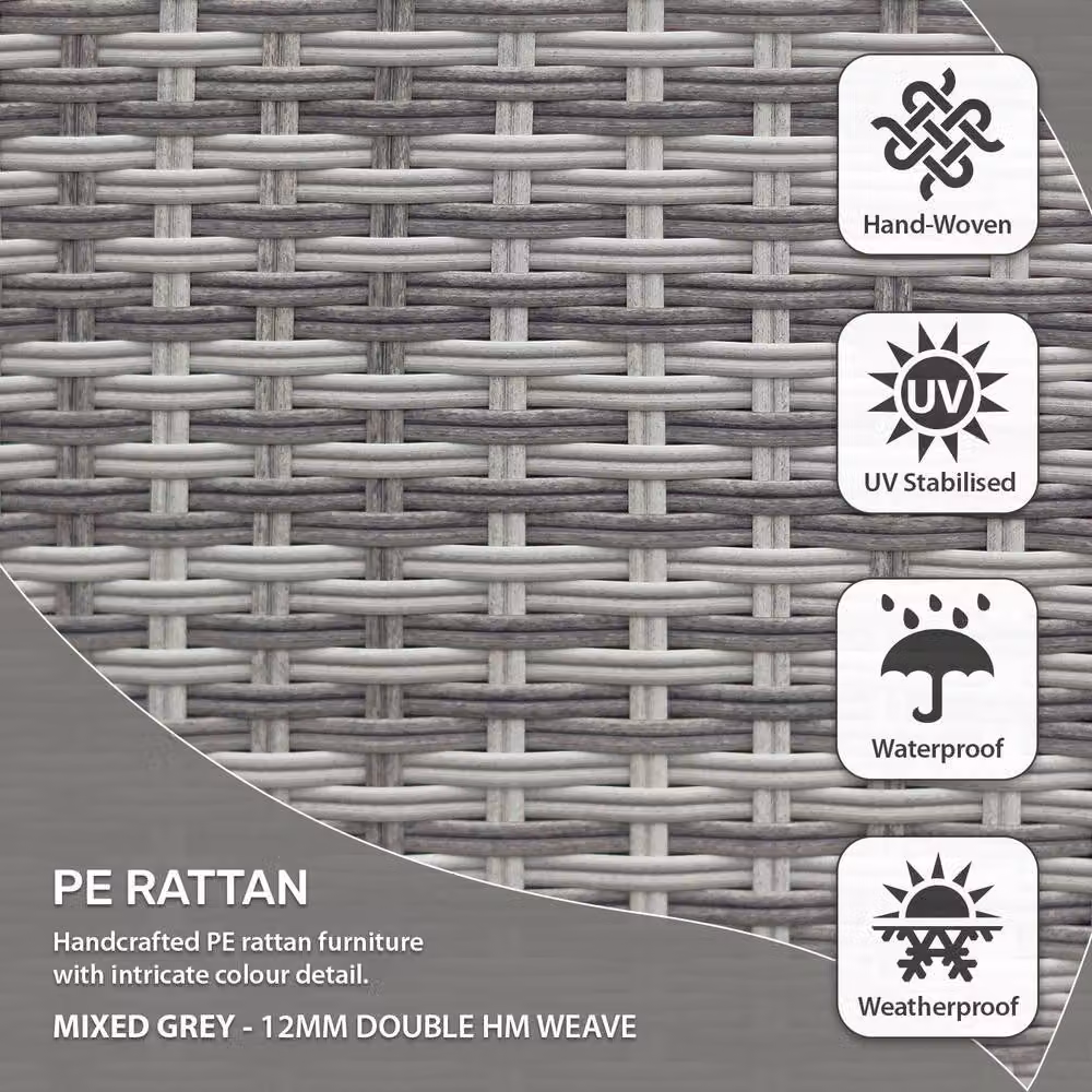 Oseasons Lisbon Pack of 6 Rattan Reclining Dining Chairs in Mixed Grey, H 108 cm x W 72 cm x D 58 cm – 6