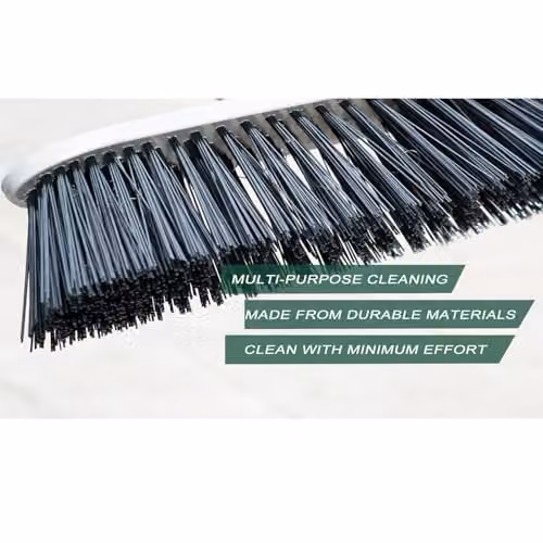 Gr8 Garden Heavy Duty Stainless Steel Broom with Hard Bristles and Long Handle in Silver – 6
