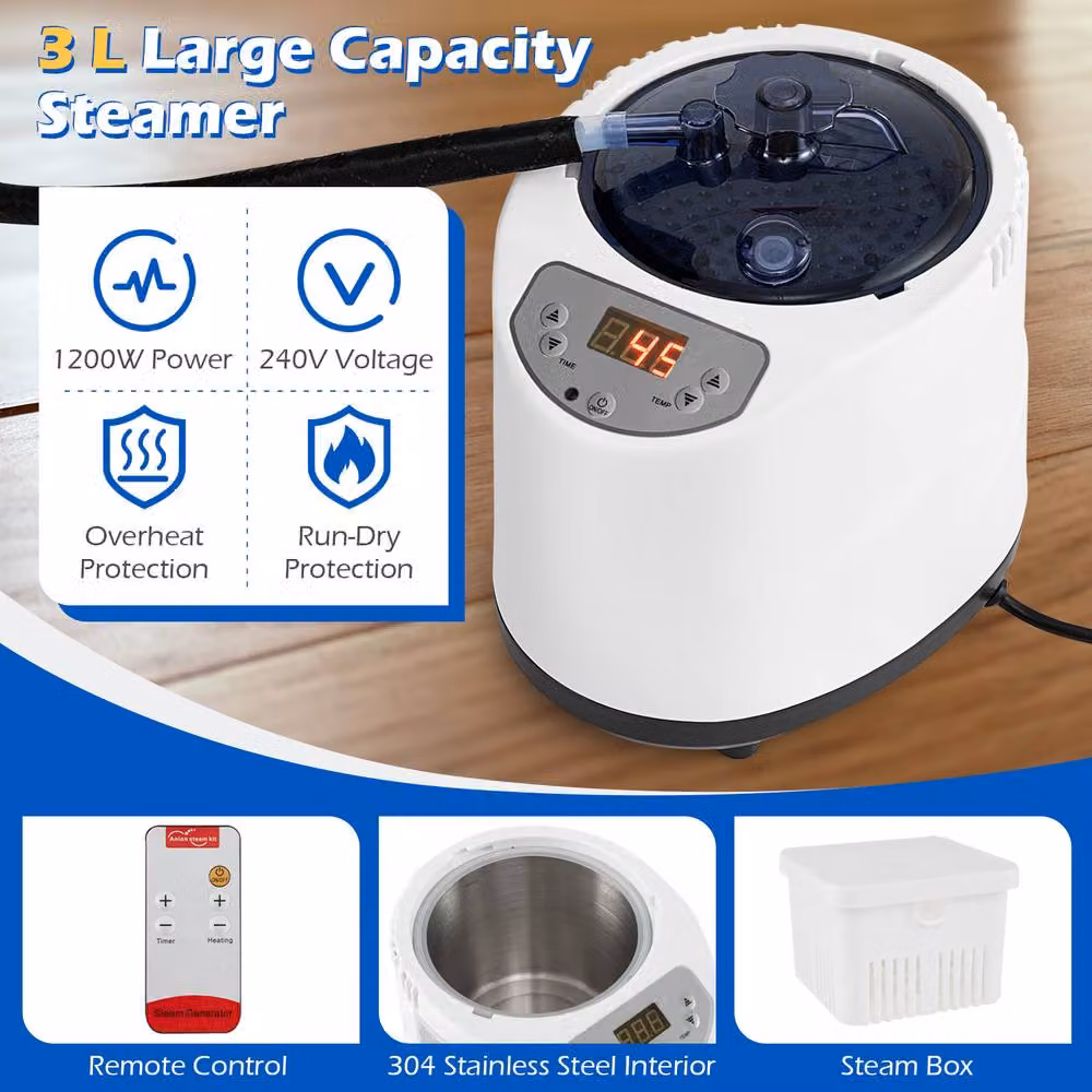 Costway Portable Steam Sauna Box Extra-Large Tent with Remote Control, Blue – 4