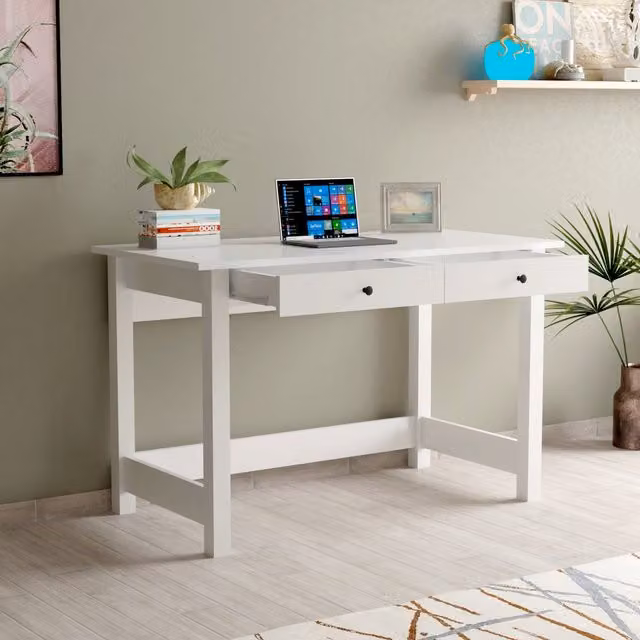 Destina Home Brisa Computer Desk with Drawers in White